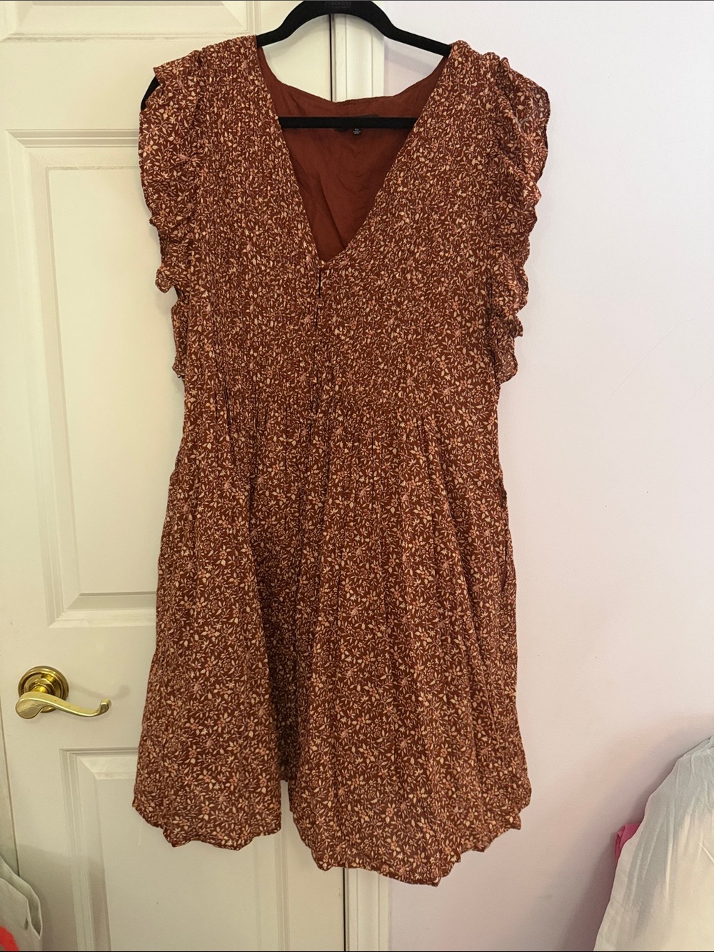 Madewell Rust Brown/Maroon Mini Dress with Floral Print